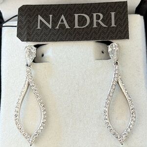 Beautiful Nadri CZ Tear Drop and Pear Post Silver-Tone earrings